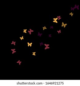 Summer Background with Colorful Butterflies. Simple Feminine Pattern for Card, Invitation, Print. Trendy Decoration with Beautiful Butterfly Silhouettes. Vector Background with Moth