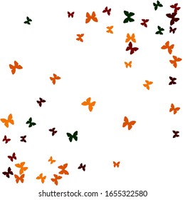 Summer Background with Colorful Butterflies. Simple Feminine Pattern for Card, Invitation, Print. Trendy Decoration with Beautiful Butterfly Silhouettes. Vector Background with Moth
