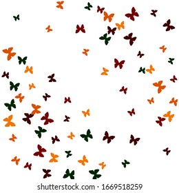 Summer Background with Colorful Butterflies. Simple Feminine Pattern for Card, Invitation, Print. Trendy Decoration with Beautiful Butterfly Silhouettes. Vector Background with Moth
