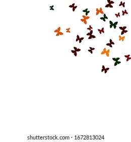 Summer Background with Colorful Butterflies. Simple Feminine Pattern for Card, Invitation, Print. Trendy Decoration with Beautiful Butterfly Silhouettes. Vector Background with Moth
