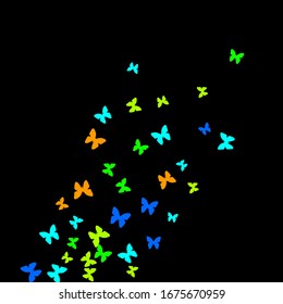 Summer Background with Colorful Butterflies. Simple Feminine Pattern for Card, Invitation, Print. Trendy Decoration with Beautiful Butterfly Silhouettes. Vector Background with Moth
