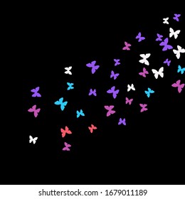Summer Background with Colorful Butterflies. Simple Feminine Pattern for Card, Invitation, Print. Trendy Decoration with Beautiful Butterfly Silhouettes. Vector Background with Moth

