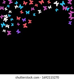 Summer Background with Colorful Butterflies. Simple Feminine Pattern for Card, Invitation, Print. Trendy Decoration with Beautiful Butterfly Silhouettes. Vector Background with Moth
