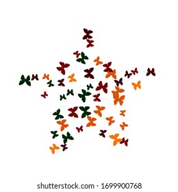 Summer Background with Colorful Butterflies. Simple Feminine Pattern for Card, Invitation, Print. Trendy Decoration with Beautiful Butterfly Silhouettes. Vector Background with Moth
