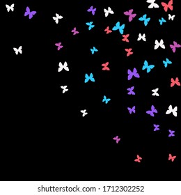 Summer Background with Colorful Butterflies. Simple Feminine Pattern for Card, Invitation, Print. Trendy Decoration with Beautiful Butterfly Silhouettes. Vector Background with Moth
