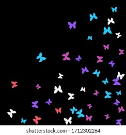 Summer Background with Colorful Butterflies. Simple Feminine Pattern for Card, Invitation, Print. Trendy Decoration with Beautiful Butterfly Silhouettes. Vector Background with Moth
