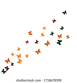 Summer Background with Colorful Butterflies. Simple Feminine Pattern for Card, Invitation, Print. Trendy Decoration with Beautiful Butterfly Silhouettes. Vector Background with Moth
