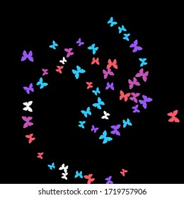 Summer Background with Colorful Butterflies. Simple Feminine Pattern for Card, Invitation, Print. Trendy Decoration with Beautiful Butterfly Silhouettes. Vector Background with Moth

