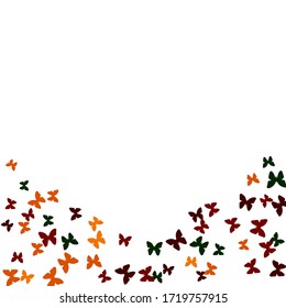 Summer Background with Colorful Butterflies. Simple Feminine Pattern for Card, Invitation, Print. Trendy Decoration with Beautiful Butterfly Silhouettes. Vector Background with Moth
