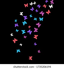 Summer Background with Colorful Butterflies. Simple Feminine Pattern for Card, Invitation, Print. Trendy Decoration with Beautiful Butterfly Silhouettes. Vector Background with Moth
