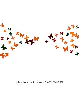 Summer Background with Colorful Butterflies. Simple Feminine Pattern for Card, Invitation, Print. Trendy Decoration with Beautiful Butterfly Silhouettes. Vector Background with Moth
