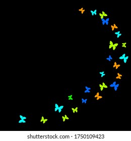 Summer Background with Colorful Butterflies. Simple Feminine Pattern for Card, Invitation, Print. Trendy Decoration with Beautiful Butterfly Silhouettes. Vector Background with Moth
