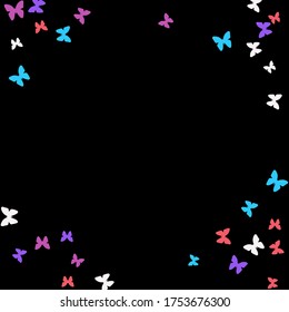 Summer Background with Colorful Butterflies. Simple Feminine Pattern for Card, Invitation, Print. Trendy Decoration with Beautiful Butterfly Silhouettes. Vector Background with Moth
