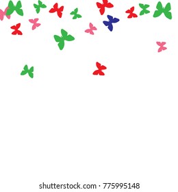 Summer Background with Colorful Butterflies. Simple Cute Pattern for Card, Invitation, Print. Trendy Decoration with Beautiful Butterfly Silhouettes. Vector Background with Moth