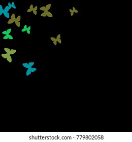 Summer Background with Colorful Butterflies. Simple Pretty Pattern for Card, Invitation, Print. Trendy Decoration with Beautiful Butterfly Silhouettes. Vector Background with Moth