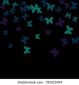 Summer Background with Colorful Butterflies. Simple Feminine Pattern for Card, Invitation, Print. Trendy Decoration with Beautiful Butterfly Silhouettes. Vector Background with Moth