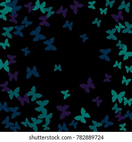Summer Background with Colorful Butterflies. Simple Pretty Pattern for Card, Invitation, Print. Trendy Decoration with Beautiful Butterfly Silhouettes. Vector Background with Moth