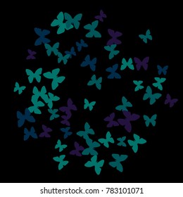 Summer Background with Colorful Butterflies. Simple Gentle Pattern for Card, Invitation, Print. Trendy Decoration with Beautiful Butterfly Silhouettes. Vector Background with Moth