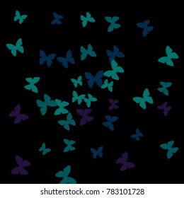 Summer Background with Colorful Butterflies. Simple Cute Pattern for Card, Invitation, Print. Trendy Decoration with Beautiful Butterfly Silhouettes. Vector Background with Moth