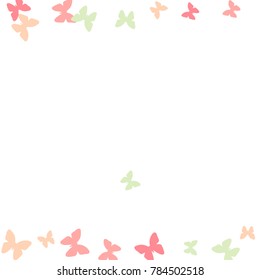 Summer Background with Colorful Butterflies. Simple Cute Pattern for Card, Invitation, Print. Trendy Decoration with Beautiful Butterfly Silhouettes. Vector Background with Moth