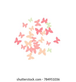 Summer Background with Colorful Butterflies. Simple Cute Pattern for Card, Invitation, Print. Trendy Decoration with Beautiful Butterfly Silhouettes. Vector Background with Moth
