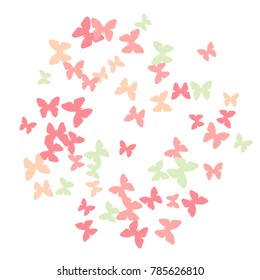 Summer Background with Colorful Butterflies. Simple Cute Pattern for Card, Invitation, Print. Trendy Decoration with Beautiful Butterfly Silhouettes. Vector Background with Moth