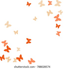 Summer Background with Colorful Butterflies. Simple Pretty Pattern for Card, Invitation, Print. Trendy Decoration with Beautiful Butterfly Silhouettes. Vector Background with Moth