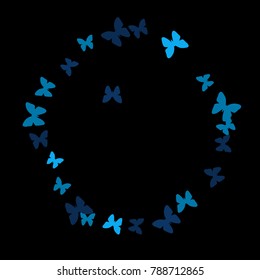 Summer Background with Colorful Butterflies. Simple Gentle Pattern for Card, Invitation, Print. Trendy Decoration with Beautiful Butterfly Silhouettes. Vector Frame with Moth