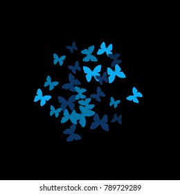 Summer Background with Colorful Butterflies. Simple Pretty Pattern for Card, Invitation, Print. Trendy Decoration with Beautiful Butterfly Silhouettes. Vector Background with Moth