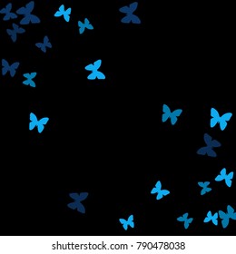 Summer Background with Colorful Butterflies. Simple Cute Pattern for Card, Invitation, Print. Trendy Decoration with Beautiful Butterfly Silhouettes. Vector Background with Moth