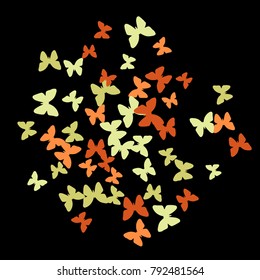 Summer Background with Colorful Butterflies. Simple Gentle Pattern for Card, Invitation, Print. Trendy Decoration with Beautiful Butterfly Silhouettes. Vector Background with Moth