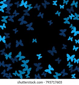 Summer Background with Colorful Butterflies. Simple Pretty Pattern for Card, Invitation, Print. Trendy Decoration with Beautiful Butterfly Silhouettes. Vector Background with Moth