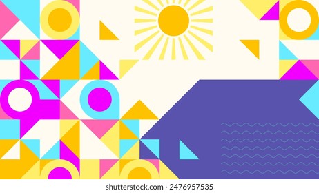 Summer background. Colorful geometric pattern. Vector banner