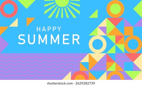 Summer background. Colorful geometric pattern. Vector banner