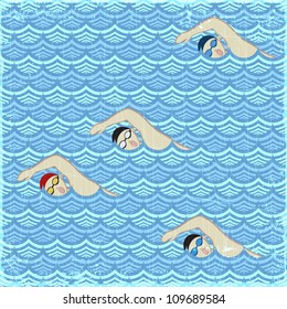 Summer background, composition with swim race, vector eps10 format
