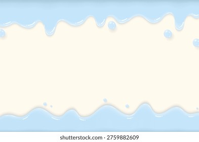 Summer background concept. Water or blue liquid and bubbles flowing on a white background with copy space.