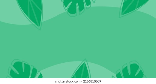 Summer background with copyspace. Tropic banner with exotic leaves. Floral flat vector illustration