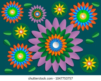 Summer Background Cut Paper Art Style. Flower Paper Graphic Of Floral Pattern Texture. Background For Graphic,Banners,Reports,Wallpaper.Vector Illustration.Paper Art ,Craft Style. Eps10