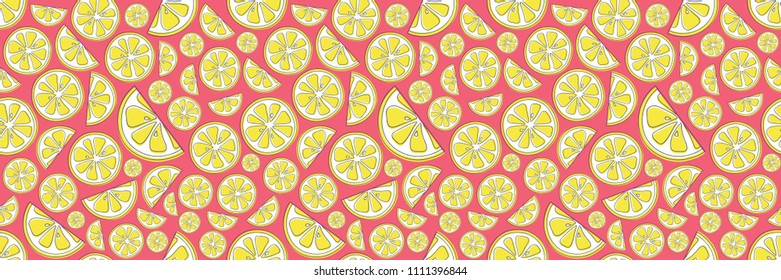 Summer background with cute hand drawn lemons. Vector.