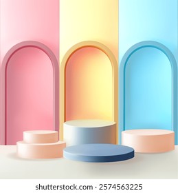Summer background design empty square pedestal for product display with sunlight. Vector illustration.