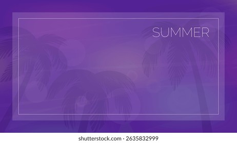 summer background design with palm silhouettes and bokeh