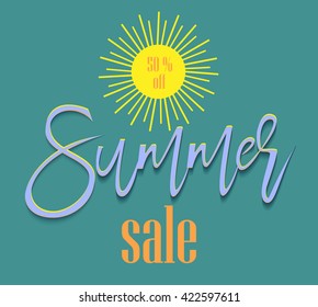  Summer  background for design of postcards, flyers, brochures, banners, with inscription  summer sale.