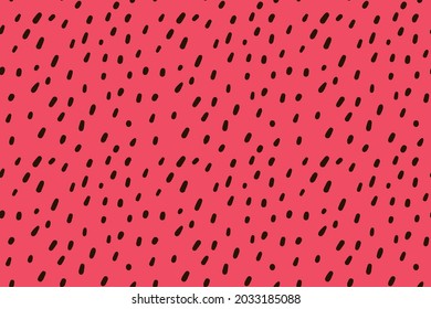Summer background. Dot repeat hand made seamless pattern. Red watermelon texture art. 