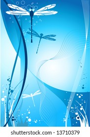 Summer background with dragonfly