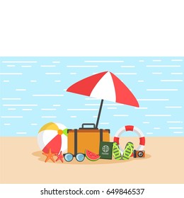 Summer background with summer equipment