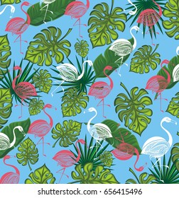 Summer background with Flamingo