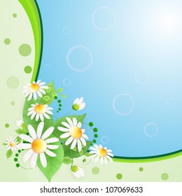 Summer background with flowers and butterflies