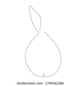 Summer background, fruit pear line drawing vector illustration