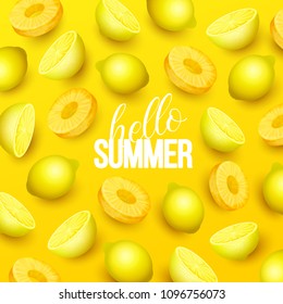 Summer background with fruits. Vector illustration.
