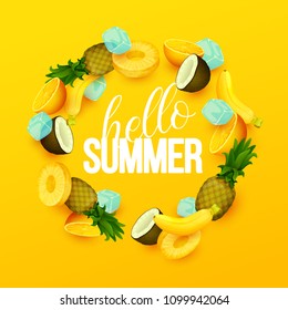 Summer background with fruits. Vector illustration.